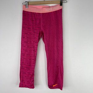 NIKE PRO Women DRI-FIT Two Tone Pink Stretch Capri Leggings